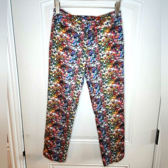 Lisette L Montreal Slimming Artsy Unique Micro Mosaic Floral Crop 8 Multicolor - Picture 1 of 8